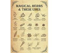kisoyo Magical Herbs And Their Uses Witchy Poster Witchcraft Kitchen Witch Magic Tin Sign Retro Metal Tin Sign Cafe Family Farm Bathroom Garden Wall Decoration Art 8x12inch