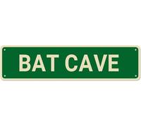 kisoyo Metal Sign BAT CAVE Vintage Signs Retro Tin Signs Art Plaque Aluminum Sign for Bedroom Kitchen Garden Wall Bar Club Coffee Hanging Sign Home Decor 4x16 Inch
