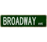 kisoyo Metal Sign Broadway Ave Vintage Signs Retro Tin Signs Aluminum Sign Gift for Home Kitchen Garden Wall Yard Coffee Barn Decor 4x16 Inches
