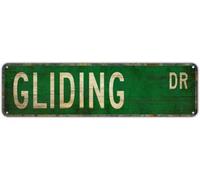 kisoyo Metal Sign GLIDING DR Vintage Signs Retro Tin Signs Art Plaque Aluminum Sign for Bedroom Kitchen Garden Wall Bar Club Coffee Hanging Sign Home Decor 4x16 Inch