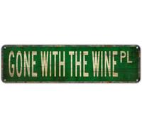 kisoyo Metal Sign GONE WITH THE WINE PL Vintage Signs Retro Tin Signs Art Plaque Aluminum Sign for Bedroom Kitchen Garden Wall Bar Club Coffee Hanging Sign Home Decor 4x16 Inch