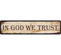kisoyo Metal Sign In God We Trust Vintage Signs Retro Tin Signs Art Plaque Aluminum Sign for Bedroom Kitchen Garden Wall Pub Club Coffee Hanging Sign Decor 4x16 Inches