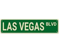 kisoyo Metal Sign LAS VEGAS BLVD Vintage Signs Retro Tin Signs Art Plaque Aluminum Sign for Bedroom Kitchen Garden Wall Bar Club Coffee Hanging Sign Home Decor 4x16 Inch