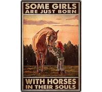 kisoyo Metal Sign Some Girl are Just Born with Horses in Their Souls Retro Decor Art Sign Home Kitchen Bar Cafe Club Cave Wall Decor Vintage Tin Sign 8x12 Inch