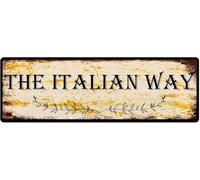 kisoyo Metal Sign The Italian Way Vintage Signs Retro Tin Signs Art Plaque Aluminum Sign for Bedroom Kitchen Garden Wall Pub Club Coffee Hanging Sign Decor 4x16 Inches