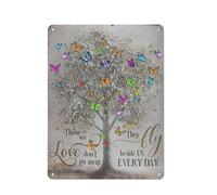 kisoyo Metal Sign The Ones We Love Don'T Go Away Tin Sign Vintage Wall Decor Home Bar Cafe Garage Cave Decoration Sign Tree And Butterfly Gift For Women Men 12x16 Inch Plaque Tin Sign