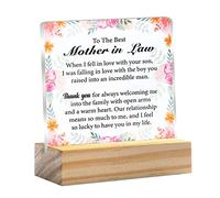 kisoyo Mother in Law Gift When I Fell in Love with Your Son Clear Desk Decorative Sign Keepsake Present Mother in Law Acrylic Sign With Wooden Stand Desk Decor for Home Wedding