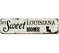 kisoyo My Sweet Home Louisiana Metal Sign Louisiana State Metal Wall Art Location Metal Tin Sign Hometown Rustic Wall Poster Decor for Garage Bar Restaurant Club 4"x16"
