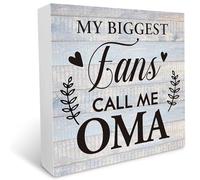 kisoyo Oma Gift Farmhouse Wood Box Sign Desk Decor My Biggest Fans Call Me Oma Sign Wooden Block Sign Desk Decor for Home Tabletop Shelf Office Decoration 7x7 Inch