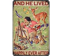 kisoyo Painter Tin Sign and He Lived Happily Ever After Retro Sign Rustic Decor Metal Sign Home Kitchen Bar Cafe Club Cave Wall Decor Vintage Tin Sign 8x12 Inch