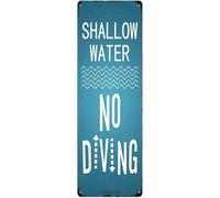 kisoyo Pool Metal Sign Shallow Water No Diving Vintage Tin Sign Art Poster Wall Decor for Swimming Pool Hot Tub Backyard Tiki Bar Beach House Indoor Outdoor Decorations 16x4 Inch Hanging Plaque