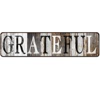 kisoyo Quotes Wall Art Decor, Grateful Sign - Farmhouse Inspirational Motto Art Prints for Living Room, Dining Room, Kitchen, Bedroom, Bathroom and Home 16x4 Inch