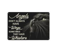 kisoyo Rustic Metal Tin Sign Angels Don'T Always Have Wings Sometimes They Have Whiskers Poster Country Wall Art for Home Bedroom Living Room Wall Decor 8x12 Inch