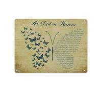kisoyo Rustic Metal Tin Sign As I Sit In Heaven And I Watch You Every Day Poem Butterfly Vintage Wall Art Memorial Themed Decor For Home Bedroom Living Room,Memorial Gift 12x16 Inch