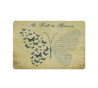 kisoyo Rustic Metal Tin Sign As I Sit In Heaven And I Watch You Every Day Poem Butterfly Vintage Wall Art Memorial Themed Decor For Home Bedroom Living Room,Memorial Gift 8x12 Inch