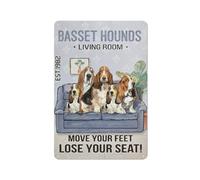 kisoyo Rustic Metal Tin Sign Basset Hounds Family - Basset Hounds Living Room, Love Your Feet, Lose Your Seat, Dog Lover Vintage Aluminum Sign Metal Plaque Poster Home Wall Decor 8x12 Inch