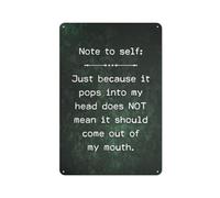 kisoyo Rustic Metal Tin Sign Because It Pops Into My Head Doesn’T Mean It Should Come Out Of My Mouth Poster Novelty Iron Printing Metal Art Bar Pub Man Cave Decor Poster 8x12 Inch