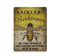 kisoyo Rustic Metal Tin Sign Beekeeper Backyard In The World You Can Be Anything Bee Kind Novelty Wall Decor Decorative Home For Bedroom Gift For Friend And Relative 12x16Inch