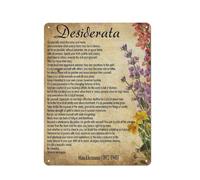 kisoyo Rustic Metal Tin Sign Desiderata Poster, Inspirational Poem Print, Max Ehrmann Poem, Literary Poster, Fine Art Print, Max Ehrmann Fan Gift, Desiderata Art Home Wall Decor 12x16 Inch