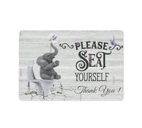 kisoyo Rustic Metal Tin Sign Elephant Bathroom Wall Art Lavender Pictures For Wall Funny Elephant Sitting On Toilet Please Seat Yourself Bahtroom Decor Art Farmhouse Purple Artwork 8x12 Inch