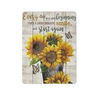 kisoyo Rustic Metal Tin Sign Sunflower Butterfly Every Day Is A New Beggining Take A Deep Breath Smile And Start Again Novelty Wall Art for Home Kitchen Parlor Wall Decor 12x16 Inch