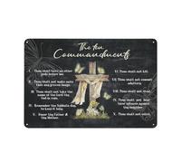 kisoyo Rustic Metal Tin Sign The Ten Commandments Wall Art 10 Commandments Cross Butterfly Bible Verse Christian Scripture Wall Decor Wall Art Prints For Church Bedroom Bathroom Kitchen 8x12 Inch