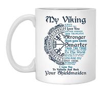 kisoyo Shieldmaiden to My Viking Always Remember That I Love You to Valhalla and Back Funny Ceramic Coffee Mug - 11oz