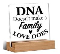 kisoyo Step Blended Family Sign DNA Doesn't Make a Family Love Does Clear Desk Decorative Sign Home Decor Acrylic Sign With Wooden Stand for Desk Table Shelf Bedroom