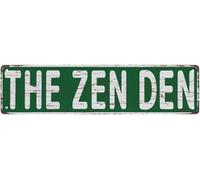 kisoyo Street Sign Metal Tin Signs The Zen Den Sign Rustic Metal Tin Sign Home Outdoor Art Wall Decorations For Cafe Bar Kitchen 4x16 Inch
