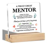 kisoyo Thank You Mentor Gifts a Truly Great Mentor Clear Desk Decorative Sign Mentor Appreciation Gift for Birthday Retirement Leaving Acrylic Sign with Stand Table Plaque Sign Keepsake