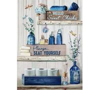 kisoyo Vintage Metal Tin Sign Bathroom Poster - Hello Sweet Cheels, Please Sear Yourself Funny Country Wall Art for Home Bedroom Living Room Wall Decor 12x16 Inch