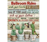 kisoyo Vintage Metal Tin Sign Bathroom Rules, Bathroom Wall Decor, Funny Country Wall Art for Home Bedroom Living Room Wall Decor 8x12 Inch