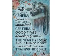kisoyo Vintage Metal Tin Sign Camera Life Is Like A Camera Focus On Whats Important Vintage Aluminum Tin Sign Decor for Kitchen Home Cafe Bar Wall Art 12x16 Inch
