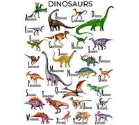 kisoyo Vintage Metal Tin Sign Dinosaur Alphabet Print Dinosaur Decor Dinosaur Wall Art Boys Room Dinosaur Dinosaur Gift Funny Wall Plaque Poster for Home Wall Decor 8x12 Inch