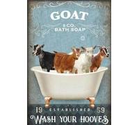 kisoyo Vintage Metal Tin Sign Goat Co Bath Soap Established 1959 Wash Your Hooves Poster Funny Bathroom Toilet Wall Decor Living Room Art Wall Decoration 12x16 Inch