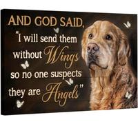 kisoyo Vintage Metal Tin Sign Lovely Golden Retriever Wall Art Painting, Beautiful gift, White butterfly, And God said, Dog Picture Artwork Room Wall Decor 8x12 Inch