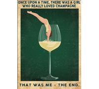 kisoyo Vintage Metal Tin Sign Once Upon A Time There Was A Girl Loved Champagne Poster, Champagne Lovers Gift, Girl Swimming 8x12 Inch