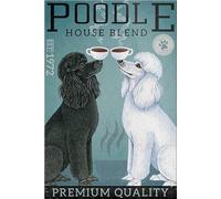 kisoyo Vintage Metal Tin Sign Poodle Dog Coffee Novelty Wall Art for Home Kitchen Bathroom Parlor Courtyard Wall Decor 8x12 Inch