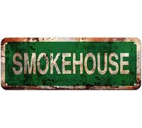 kisoyo Vintage Smokehouse Metal Tin Signs 4"x16" Street Signs Man Cave Bar Cafe Home Wall Decor