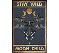 kisoyo Yoga poster Stay wild moon child Yoga Prints Wall Art Vintage Wall Decoration Metal Tin Signs for Home Yoga Wall Art 8x12inch