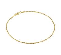 KISPER 18K Gold Over 925 Sterling Silver Italian 1.5mm Solid Diamond-Cut Twisted Braided Rope Link Chain Anklet Ankle Bracelet for Women - Made in Italy, 11"