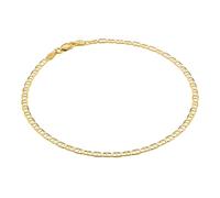KISPER 18K Gold Over 925 Sterling Silver Italian 3mm Solid Diamond-Cut Flat Mariner Link Chain Anklet Ankle Bracelet for Women - Made in Italy, 10"
