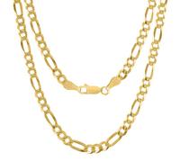 KISPER 18K Gold Over 925 Sterling Silver Italian 5mm Solid Diamond-Cut Figaro Link Chain Necklace - for Men & Women with Lobster Clasp - Made in Italy, 20"