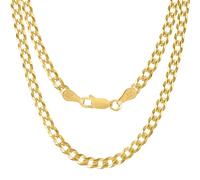 KISPER Italian 18K Gold Over 925 Sterling Silver Diamond Cut 5mm Curb Cuban Link Chain Necklace - for Men & Women with Lobster Clasp - Made in Italy, 18"