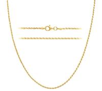 KISPER Solid 18K Gold Over 925 Sterling Silver Italian Diamond-Cut 1.5mm Braided Rope Chain Necklace - for Men & Women with Lobster Clasp - Made in Italy, 22"