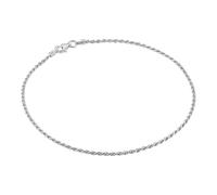 KISPER Solid 925 Sterling Silver Italian 1.5mm Diamond-Cut Twisted Braided Rope Link Chain Anklet Ankle Bracelet for Women - Made in Italy, 11"