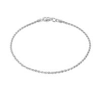 KISPER Solid 925 Sterling Silver Italian 1.5mm Diamond-Cut Twisted Braided Rope Link Chain Bracelet - for Men & Women with Lobster Clasp - Made in Italy, 7"