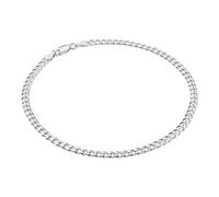 KISPER Solid 925 Sterling Silver Italian 3.5mm Diamond-Cut Cuban Link Curb Chain Anklet Ankle Bracelet for Women - Made in Italy, 10"