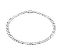 KISPER Solid 925 Sterling Silver Italian 3.5mm Diamond-Cut Cuban Link Curb Chain Bracelet for Men & Women - Made in Italy, 7"