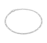 KISPER Solid 925 Sterling Silver Italian 3mm Diamond-Cut Flat Figaro Link Chain Anklet Ankle Bracelet for Women - Made in Italy, 9"